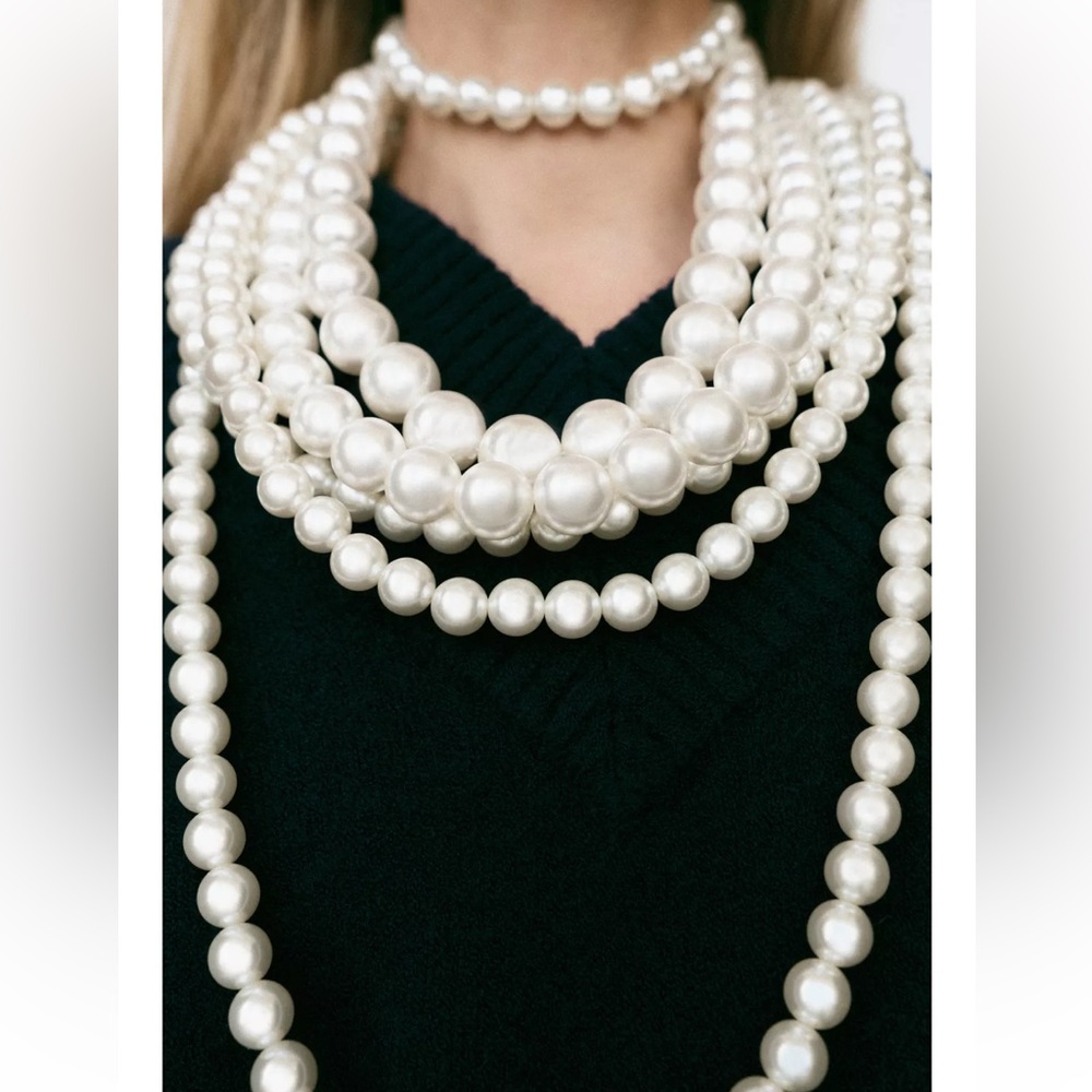 Zara Multi-Strand Pearl Necklace in Ivory/White